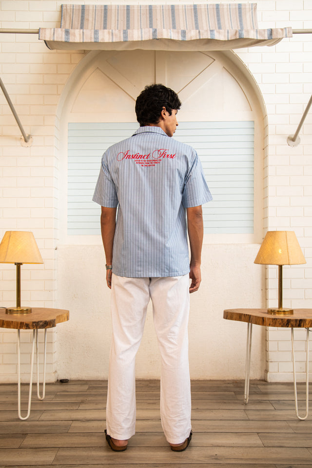 Summer Stripe Shirt - Powder Blue