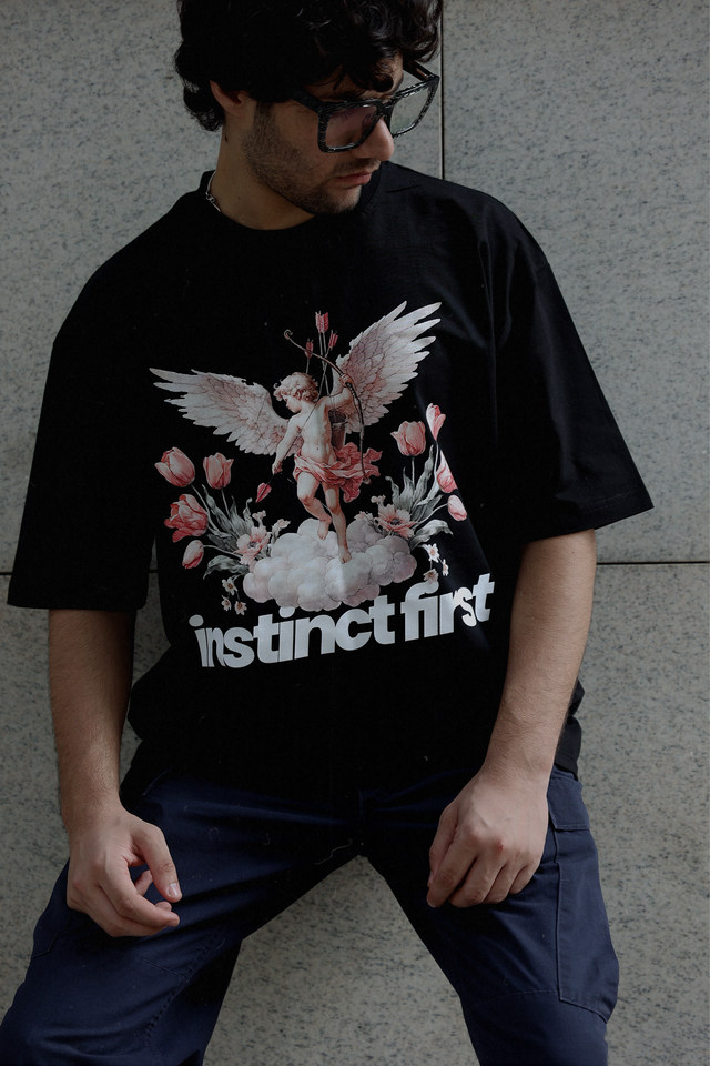 Cupid's Instinct Oversized T-shirt- Black