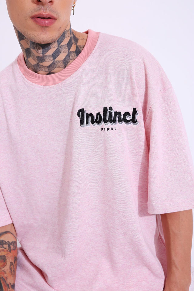 Retro Melange Pink- Oversized T-shirt