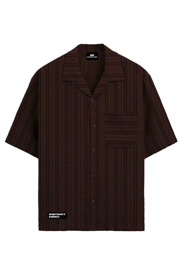 Metallic Stripe Shirt - Maroon